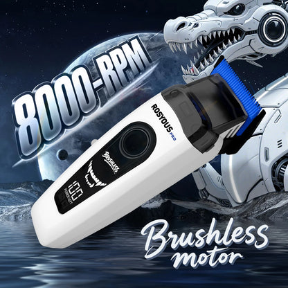 ROSYOUS Professional Hair Clipper DLC Blade 8000RPM Brushless Motor with Base Charger LED Display Hair Cutting Machine for Men