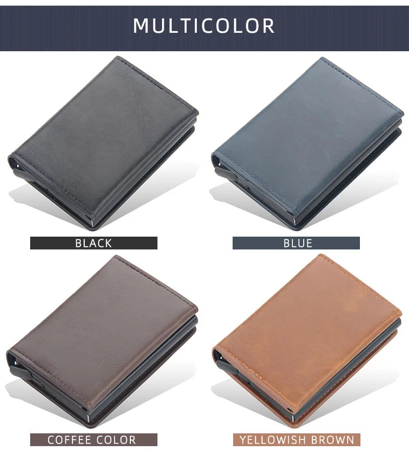 Pop Up Credit Card Holder Wallets Men Slim Rfid Blocking CardHolder Wallet for Men Card Money Bag Purse PU Leather Short Wallets