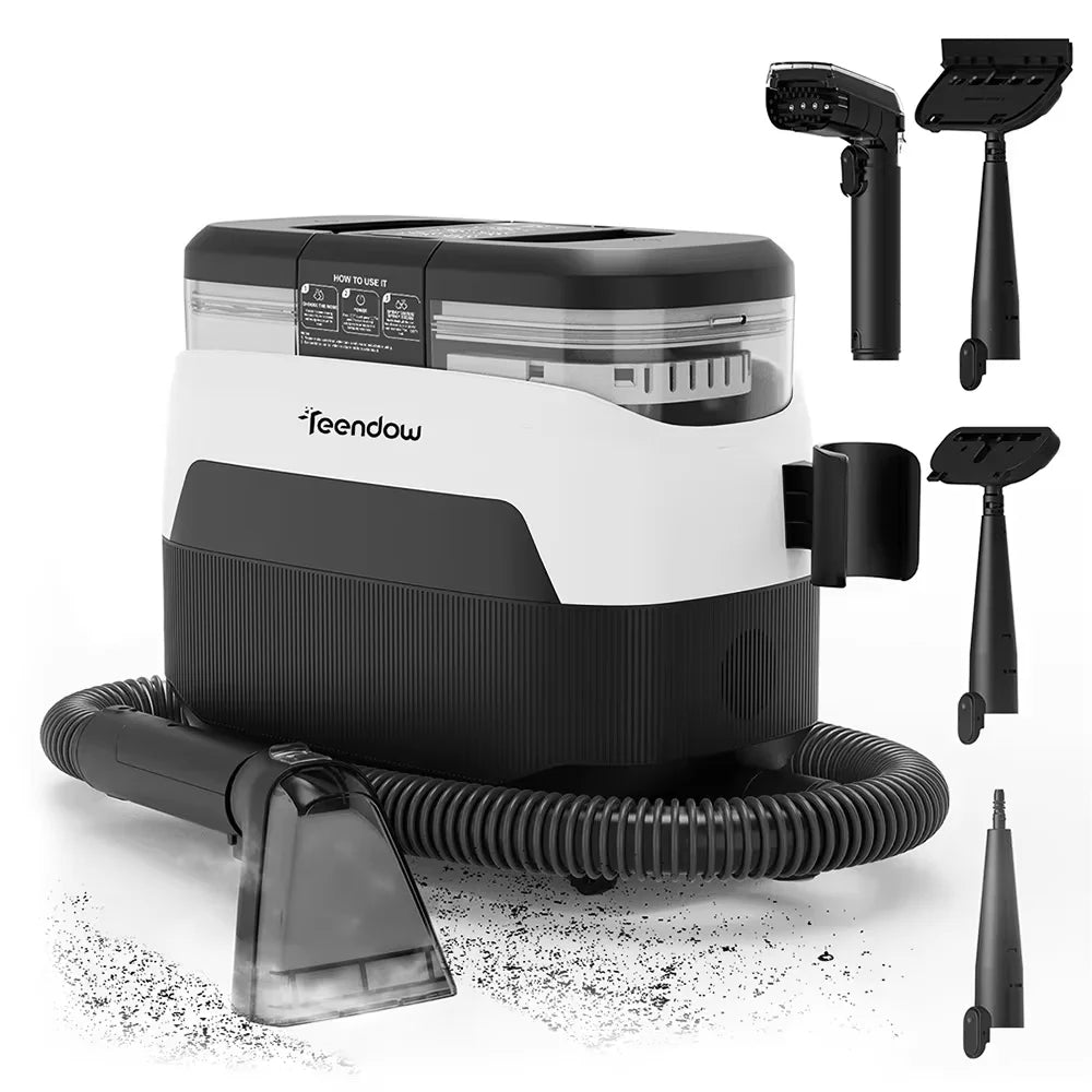 Teendow C6 MAX Powerful 3-in-1 Upholstery & Carpet Cleaner – 1650W Steam, 12000Pa Suction, Dual Tanks, Pet-Friendly Design