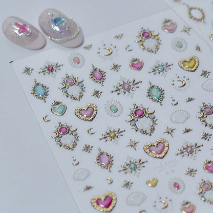 5D Summer Ocean Nail Stickers Seaside Vacation Colorful Fish Bubble Starfish Little Octopus Nail Decal Fresh Sea Manicure Decor
