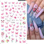 Black and White Love Flowers Line Art 3D Stickers Nail Decals Nail Art Accessories Butterfly Rose Nail Stickers Nail Sliders