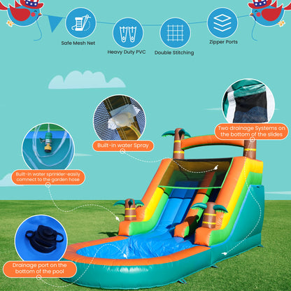 6.4m Commercial Inflatable Bounce House Tropical Water Slide Pool 950w Blower Children's playground, children's toys