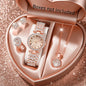 5PCS Luxury Rhinestone Women's Quartz Watch Rhinestone  Jewelry Set Elegant Ladies Bracelet Strap Wristwatches（Without Box）