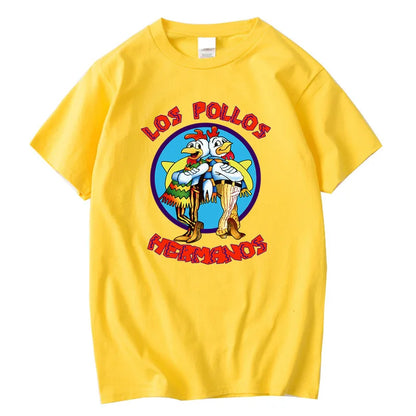 Summer Men Short Sleeved High Quality Cotton Blend Breaking Bad LOS POLLOS Chicken Brothers Printed Casual For Men T-shirt Male