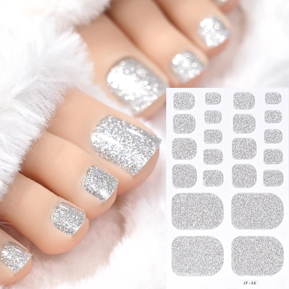 22Tips Solid Color Self-adhesive Gel Stickers for Toe Nails Waterproof Long-lasting Toenail Stickers Toe Full Cover Toenail Wrap