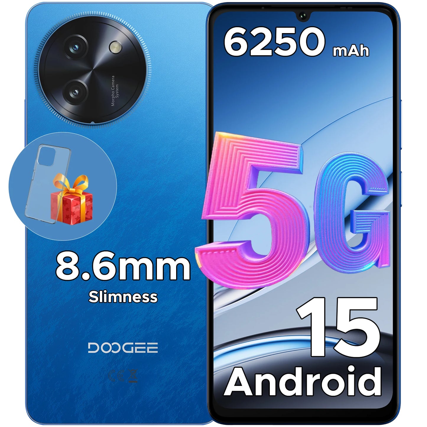 DOOGEE Note 59 5G SmartphoneAndroid 15 NFC Cellphone 6.75" Screen 32GB (8+24) 128GB Unisoc T820  6250mAh Battery Mobile Phone