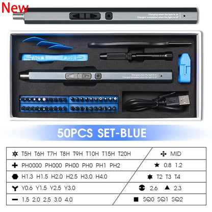 Cordless Electric Screwdriver Set 12/39/50 in 1 Precision Power Tool Magnetic Screw Driver Bit Fast Charging Repair Tool Kit
