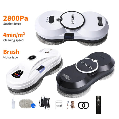 DIVEDEER Window cleaning robot 5600PA large suction electric spray window cleaning robot fall prevention remote cleaner