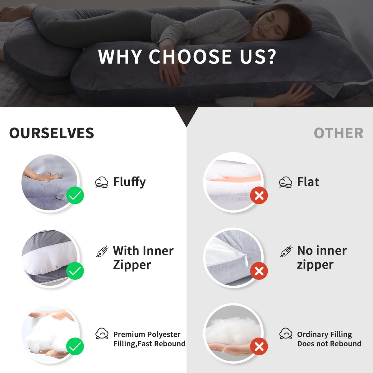 Detachable Maternity Pillow - G-Shaped Crystal Velvet Lumbar Support Cushion for Pregnant Side-Lying