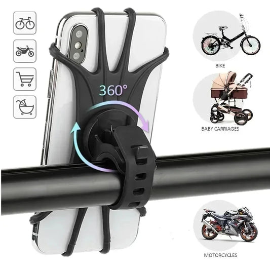 Universal Phone Silicone Holder Bicycle Motorcycle Mobile Buckle Pull Non-slip Adjustable Bike Handle GPS Mount barracket Stand