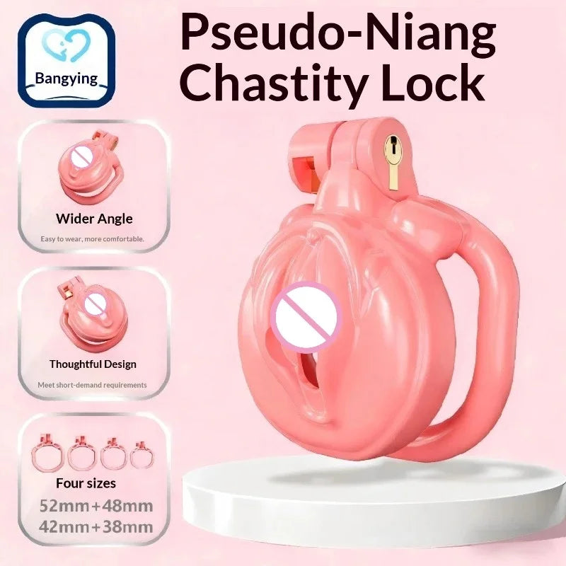 New Fashion SM Male Crossdressing Chastity Lock Pink Chastity Lock Adult Sex Toy Wholesale to Prevent Masturbation
