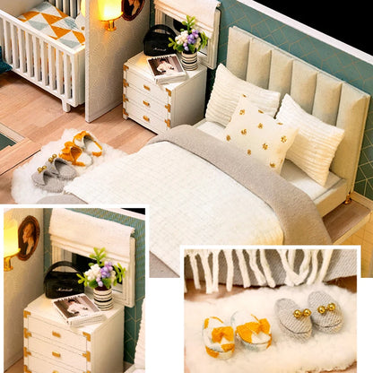 Doll House Kit 3D Wooden Mini DollHouse Assembly Building with Furniture Kit Toy For Birthday Gift 3D Puzzle Handmade Home Decor