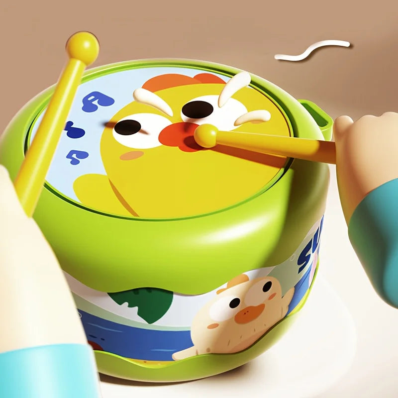Baby Musical Storage Drum with Percussion Instruments, Cartoon Early Educational Music Toy Toddlers Baby Shower Gift