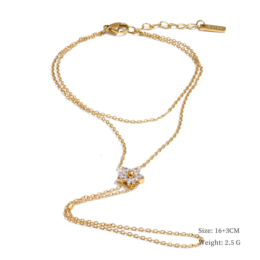 Yhpup Trendy Stainless Steel Zircon Beads Back of Hand Chain Finger Bracelet Fashion Chic Sexy Jewelry Waterproof Wholesale Gift