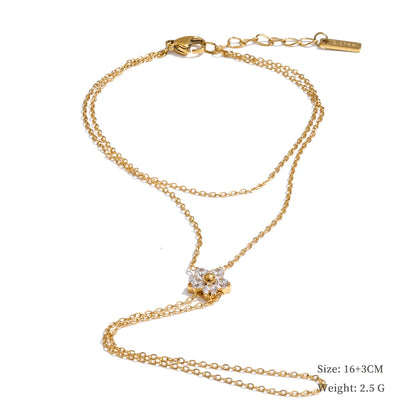 Yhpup Trendy Stainless Steel Zircon Beads Back of Hand Chain Finger Bracelet Fashion Chic Sexy Jewelry Waterproof Wholesale Gift