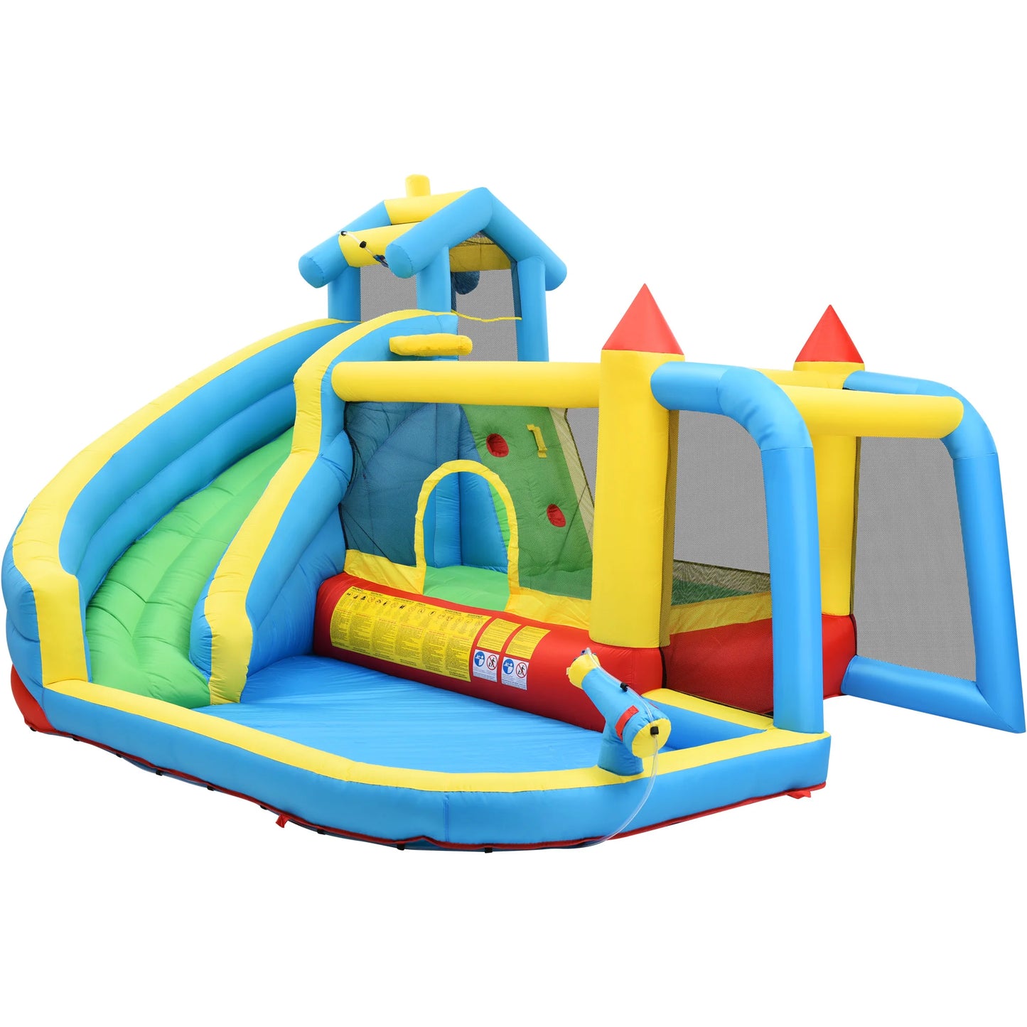 Kids' Bounce House,5 in 1 Inflatable Hopping Castle for Kids 3-10 Years, Outdoor Castle Bouncer with Slide Jump Area Water Pool Football Net