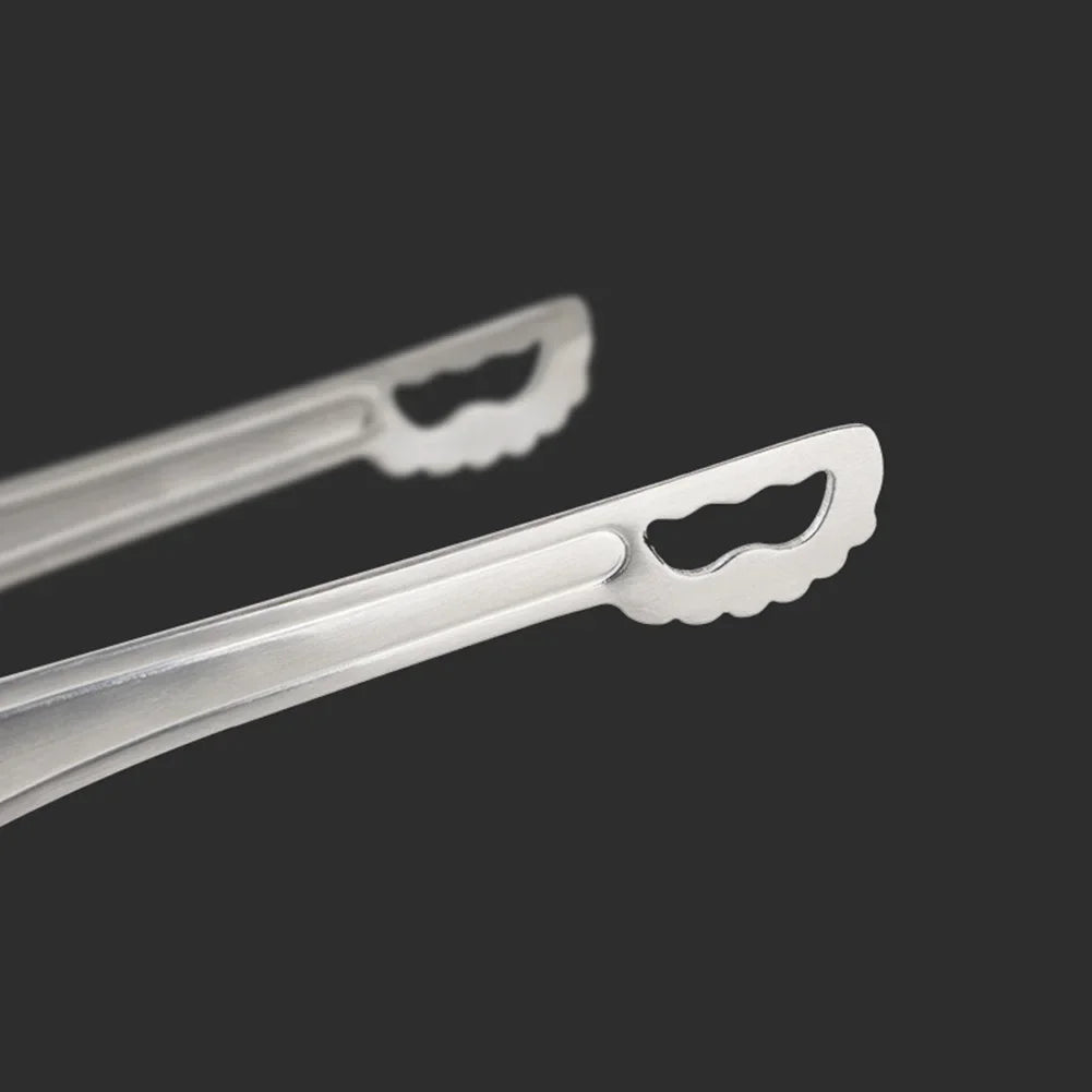NOBANA Camping Clip Stainless Steel Kitchen Beef Food Tongs Ultralight Heat-Resistant Reusable Camping Cookware for BBQ Picnic