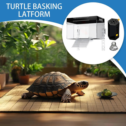 Over Tank Turtle Basking Land Pet Turtle Tank Basking Dock with Lid Reptile Resting Land Aquatic Turtle Basking Platform