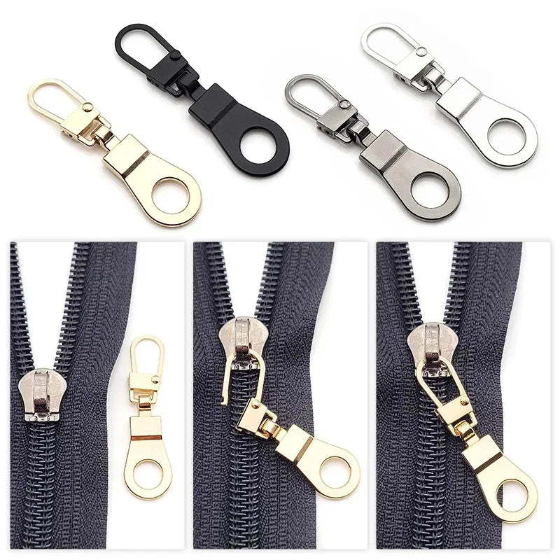10Pcs Metal Zipper Head Replacement Detachable Zipper Puller Tab Repair Kit for Luggage Suitcase Purses Bags Accessories