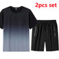 1pc/2pcs Summer Men's Quick Dry T-shirt Shorts Plus Size Short-sleeve Tee Sport Set Casual Shirt Elastic Waist Pant Male Clothes