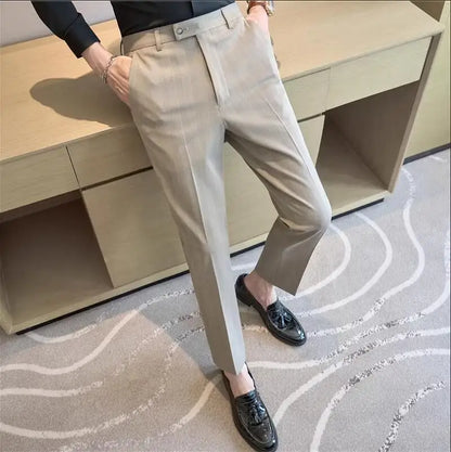 Men Plaid Wedding Dress Trousers High Quality Male Boutique Formal Wear Slim Suits Pants Men British Style Business Suit Pants