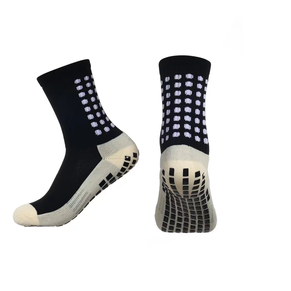 Men's Mid-Calf Sports Socks Breathable Anti-Slip Silicone Dotted Football Basketball Yoga Socks Comfortable Breathable Sports