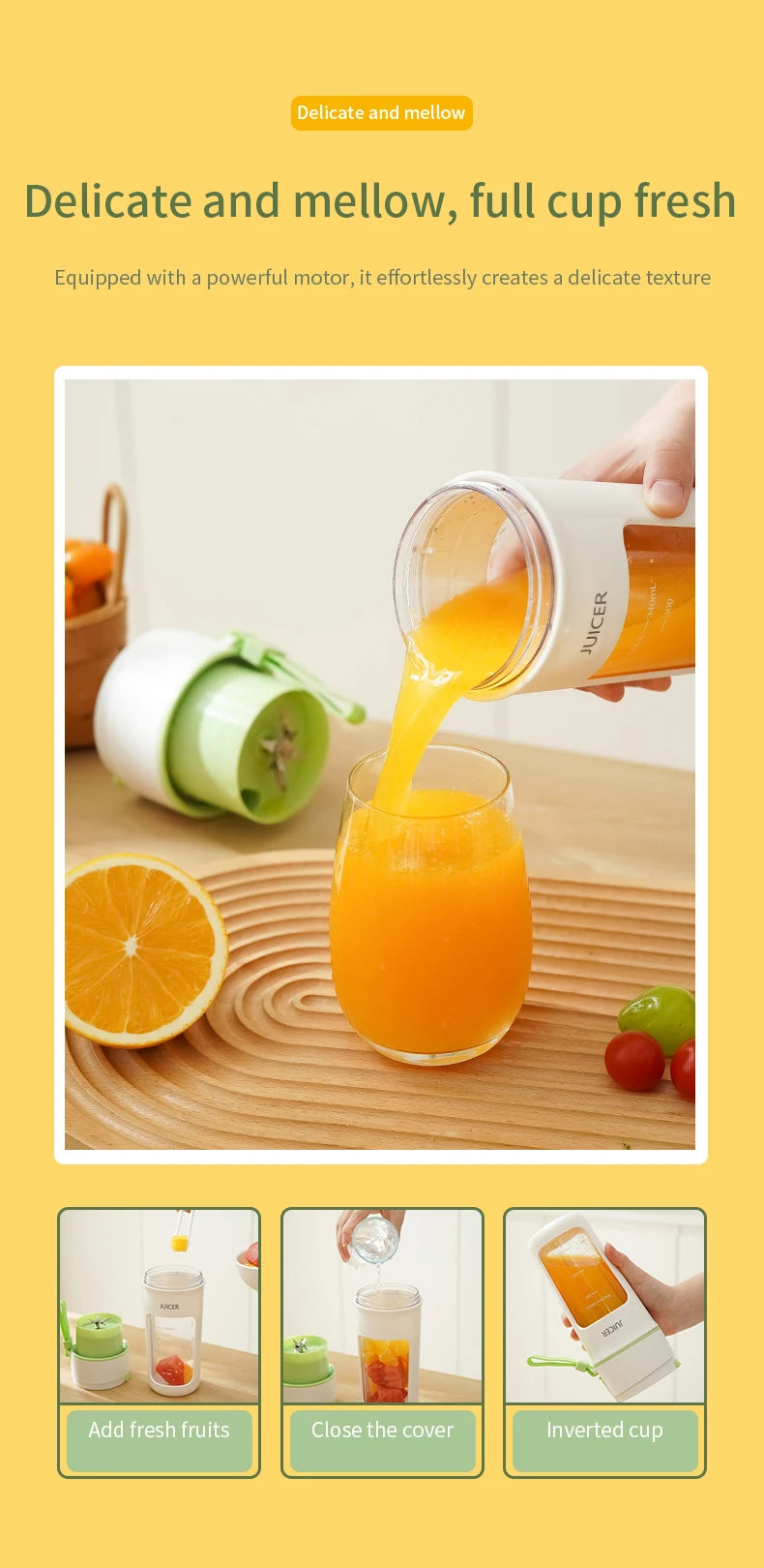 Digital Display Portable Juicer Cup USB Charging Juice Cup Home Multi-functional Automatic Fruit Blender Bottle For Home Kitchen