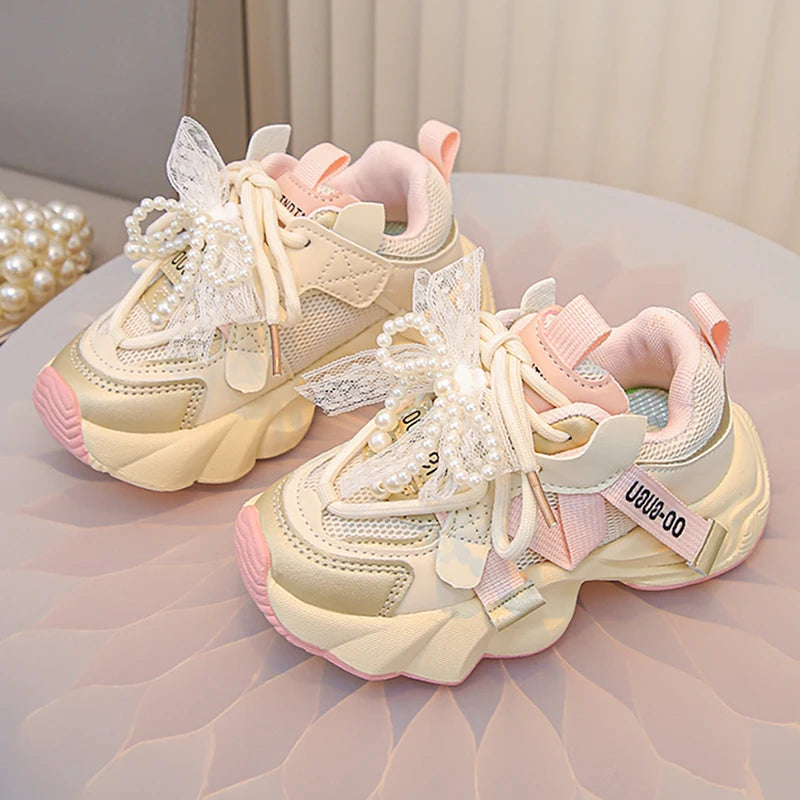 Autumn Sneakers For Kids Korean Style Trend Fashion Girl's Sneakers Soft-soled Breathable Teenager Children Sport Shoes