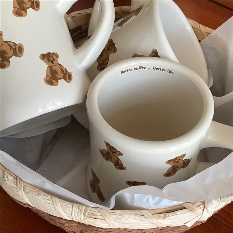 Ceramic Coffee Mug Cartoon Bear Chocolate Bear Mugs Girl Retro Coffee Cup Afternoon Tea Cute Ceramic Mugs Cute Coffee Mug Cup