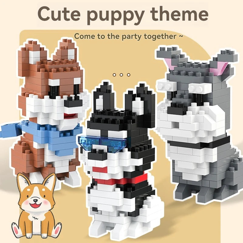 DIY Creative Micro Building Blocks Set  Dogs  Cartoon Character Models DIY Educational Toys For Children Birthday Gift