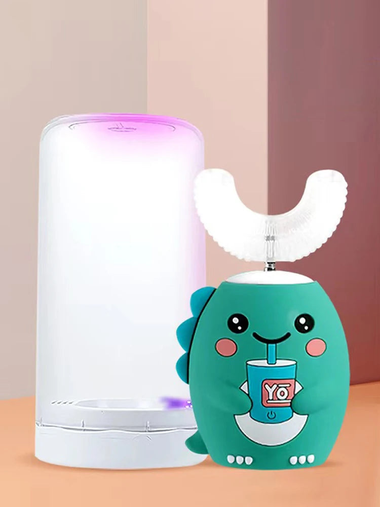 360 Degrees Electric Toothbrush Kids U Shaped Silicon Smart Sonic Teeth Tooth Brush Cartoon Pattern for Children IPX7 Waterproof