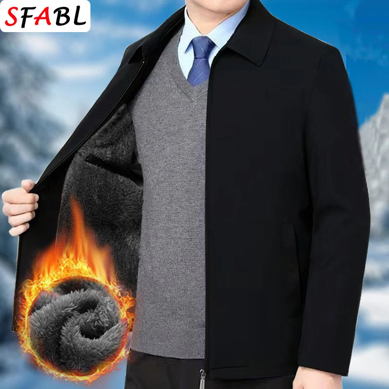 Thicken Padded Social Jackets Men's Winter Jacket Windbreak Fleece Lining Blazers for Men Business Luxury Men's Winter Coat XXXL