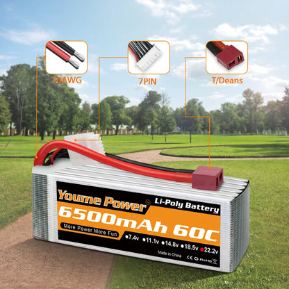 Youme 6S 22.2V 6500mah 5200mah RC Lipo Battery 22.2V XT60 XT90 EC5 RC Airplane Helicopters Car Boat Truck Parts