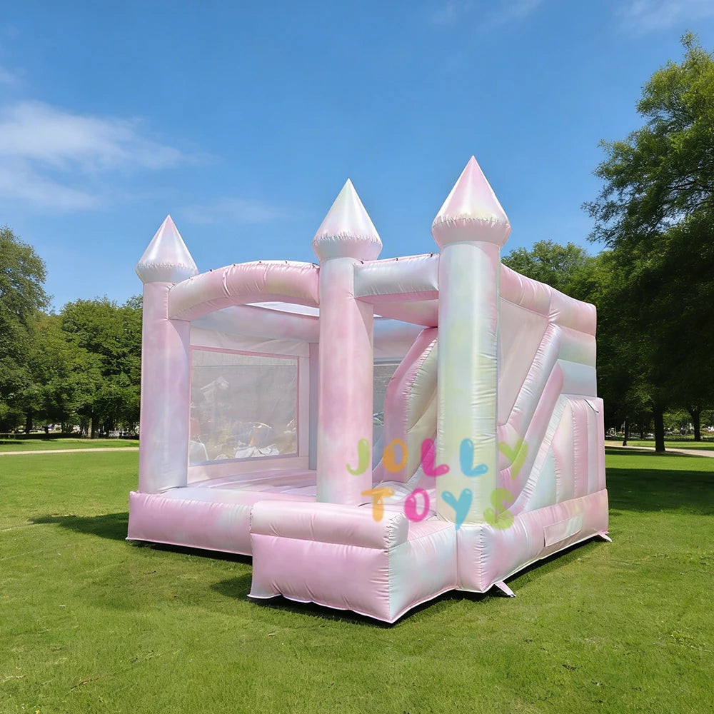 Tie Dye Toddler Bounce House Inflatable Wedding Bounce Castle Outdoor Bouncer Inflatable Tiedye Bouncer Combo House with Slide