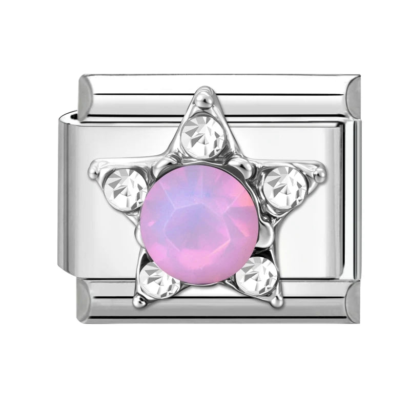 Wholeasle Shiny Zircon Shell Love Heart Devil Eyes Italian Charm Links Fit 9mm Stainless Steel Bracelet Women Jewelry DIY Making