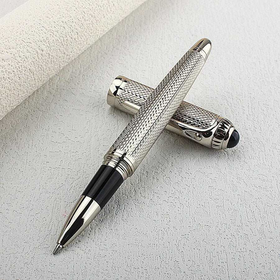 Luxury Big Barrel Rollerball Pen with Silver Clip Smooth Writing for Business Gift (Blue Ink) PK Jinhao 159