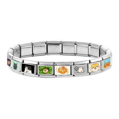 2026 Women's Funny Cat Bite Tail Elephant Dog Animals Italian Charm Link Fit 9mm Stainless Steel Module Bracelet Making Jewelrys