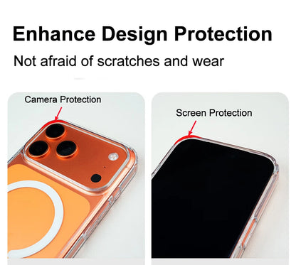Magnetic Phone Case For iPhone 17 16 15 14 13 12 11 Pro Max Plus for Magsafe Wireless Charging Transparent Shockproof Back Cover
