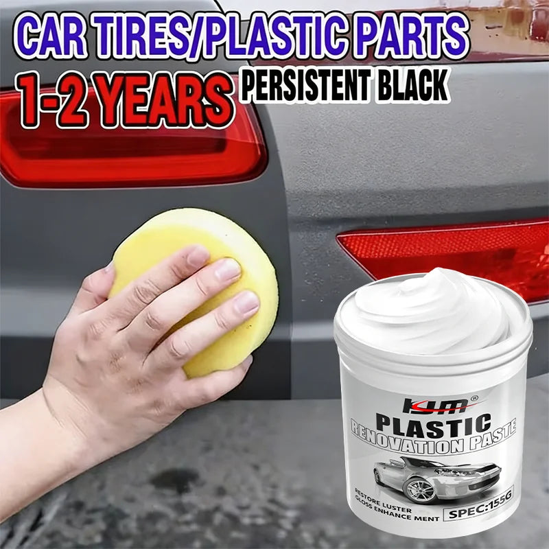 KJM Plastic Renovation Paste 155G Gloss Shine Protectant for Car Interior Dashboard Leather Seat Trim Dressing Restorer