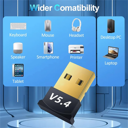 USB Bluetooth 5.4 Adapter Audio Dongle Adapter Mini USB Wireless Receiver/Transmitter For PC/Laptop Driver Free For Win10/11