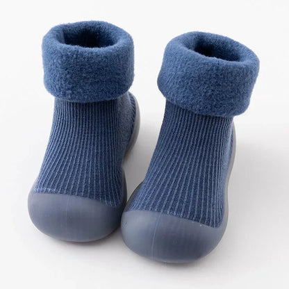Baby Winter Booties Non-Slip Soft Sole Shoes with Cotton Socks Warm Fleece-Lined Infant First Walkers for Boys Girls 0-4T