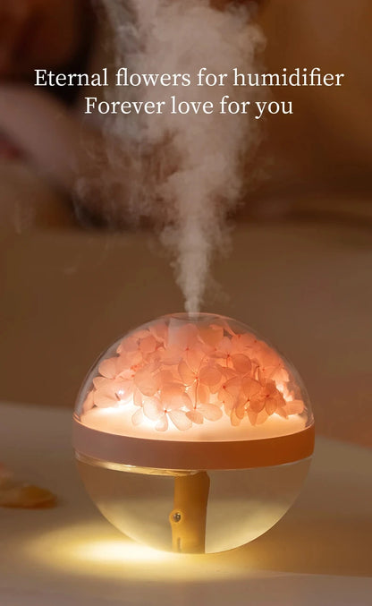 Eternal Flower Humidifier Dual-USB Battery Charger Mini Home Atmosphere Light Creative Festival Gift Artificial Flower Diffuser