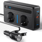 300W Vehicle Inverter, Converting 12V DC to 220V AC, Featuring Two Power Sockets and 2 USB Ports, 2 Type-C PD Ports