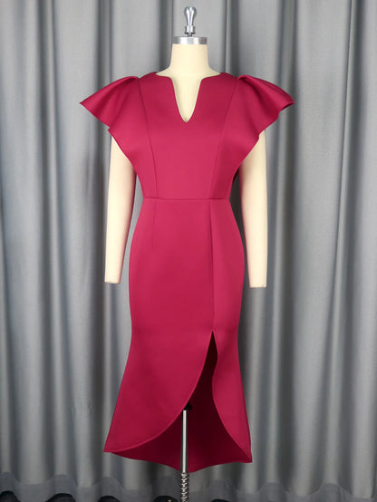 dresses for women's dress V-neck short-sleeved evening dress with ruffled edges summer formal prom elegant party dresses hxy303