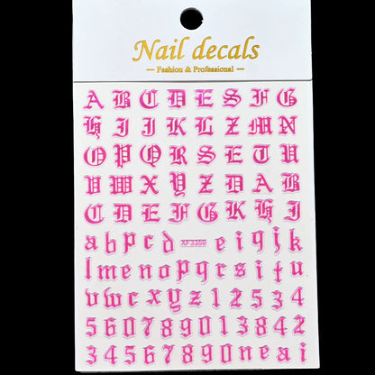 3D Glittery Gothic Letter Design Nail Art Stickers Uppercase Alphabet Letters Artistic Designs DIY Nail Art Decals Decoration #1