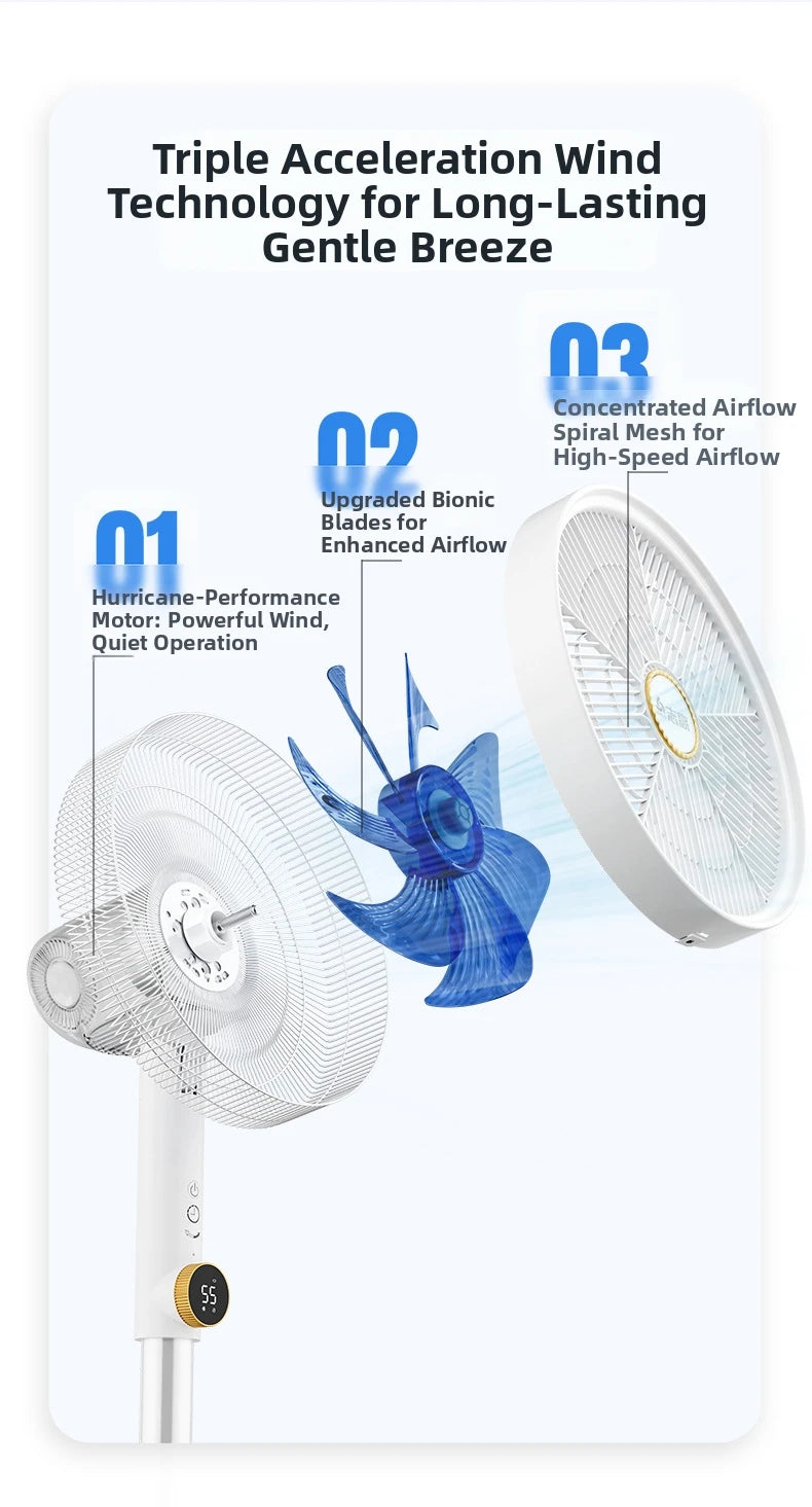 DC Inverter Tower Fan, Ultra Quiet 12-Speed Standing Fan with Remote, Energy Saving Oscillating Fan for Living Room/Bedroom