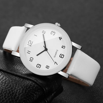 1/2PCS Fashion Couple's Watches Leather Strap Wristwatch Men Women Casual Arabic Dial Quartz Watches (Without Box)