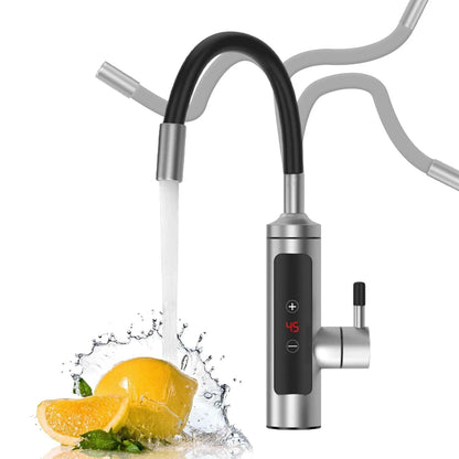 3000W Stainless Steel Electric Heating Tap, Electric Kitchen Tap Instantaneous Water Heater with LCD Temperature Display,360° Rotatable Hot Water Tap for Kitchen Bathroom