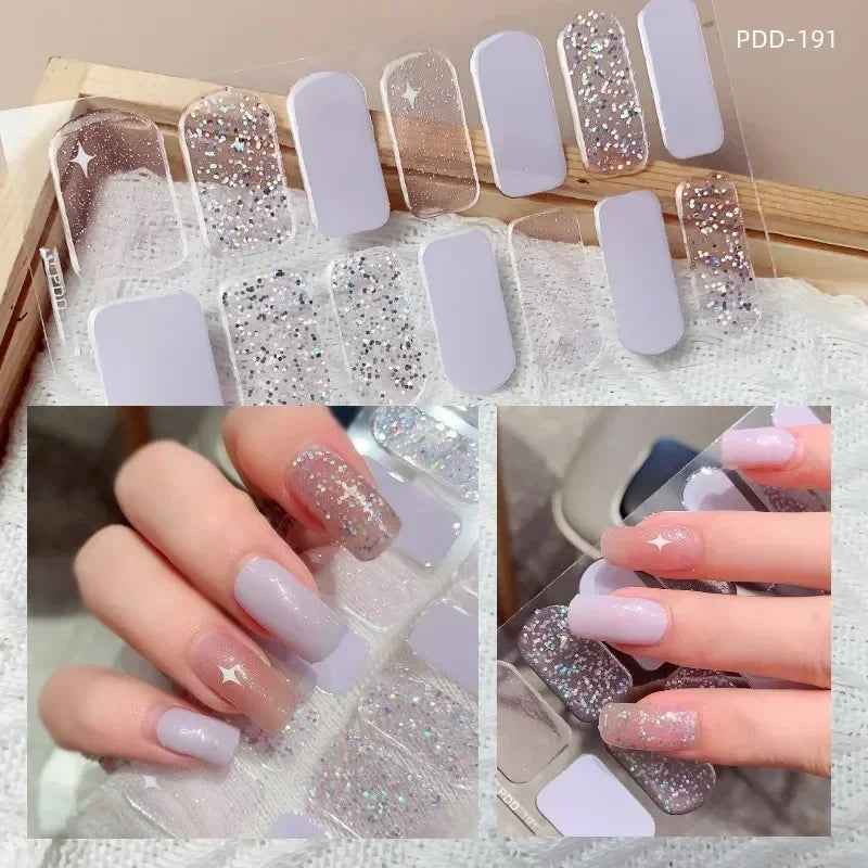 1PC Gel Nail Sticker Patch Slider Flower Gradient Color Back Glue Full Cover Waterproof Gel Nail Sticker UV Lamp Curing Manicur