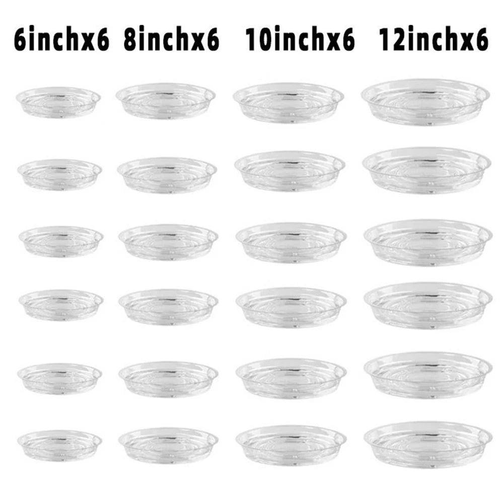 10/24pcs 6/8/10/12 Inch Clear Plastic Plant Saucers Flower Pot Drip Trays Gardening Maintenance Supplies